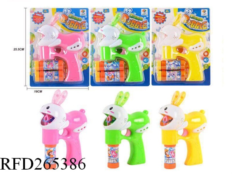 B/O RABBIT BUBBLE GUN WITH LIGHT(WITH 2 VASE BUBBLE WATER)