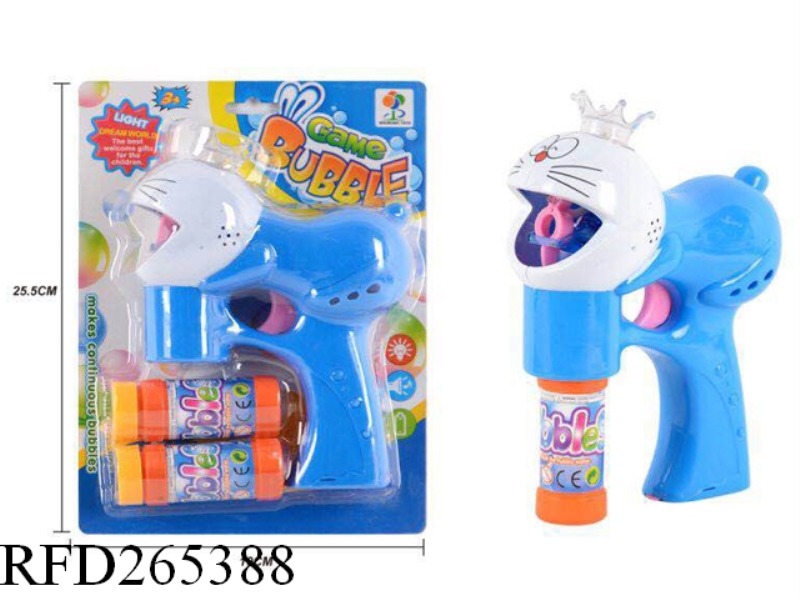 B/O CAT BUBBLE GUN WITH LIGHT(WITH 2 VASE BUBBLE WATER)