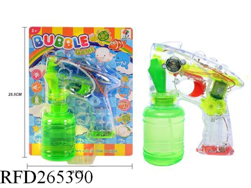 B/O BUBBLE GUN WITH LIGHT(WITH 1 VASE BUBBLE WATER)