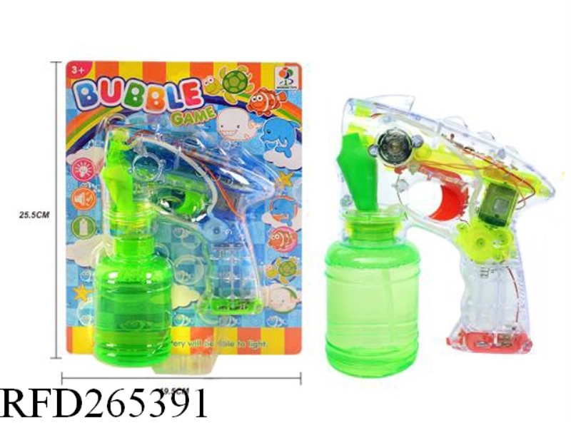 B/O BUBBLE GUN WITH LIGHT AND MUSIC(WITH 1 VASE BUBBLE WATER)