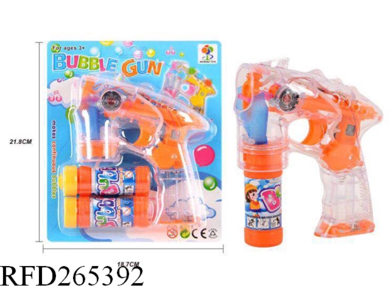 B/O TRANSPARENCY BUBBLE GUN WITH LIGHT AND MUSIC(WITH 2 VASE BUBBLE WATER)