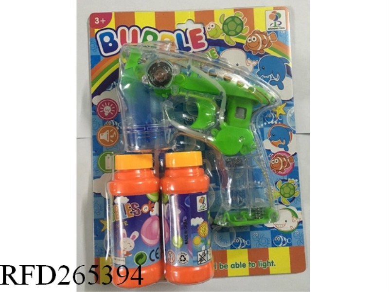 B/O BUBBLE GUN WITH LIGHT(WITH 2 VASE BUBBLE WATER)