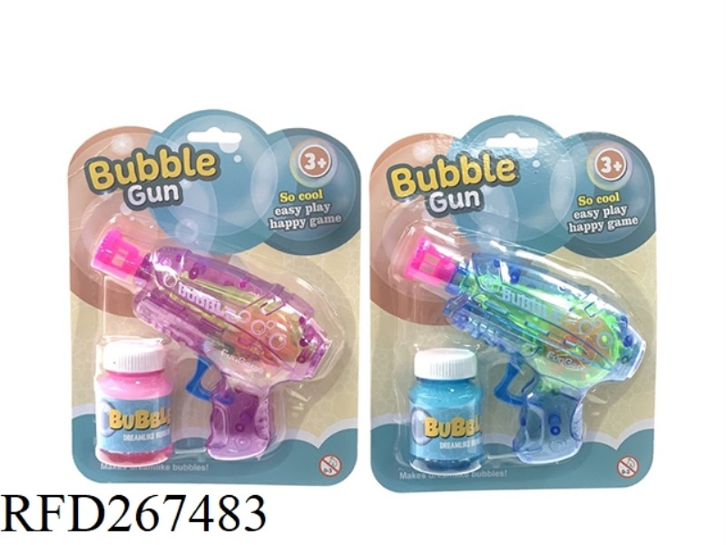 TRANSPARENT FRICTION BUBBLE GUN WITH LIGHT