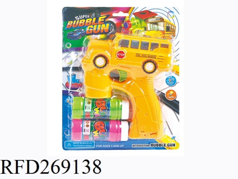 B/O SCHOOLBUS BUBBLE GUN WITH LIGHT AND MUSIC