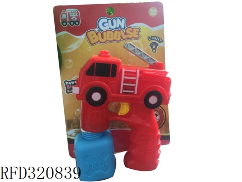 B/O BUBBLE GUN WITH MUSIC AND LIGHT, IT CONTAINS A 100ML BOTTLE OF OIL BOTTLE BUBBLE WATER