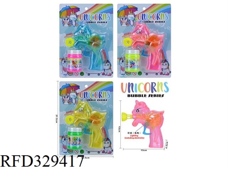 UNICORN BUBBLE GUN TRANSPARENT STRAP LIGHT