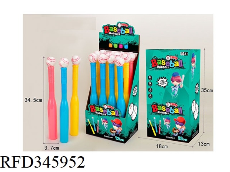 BASEBALL BUBBLE STICK 34CM/12PCS