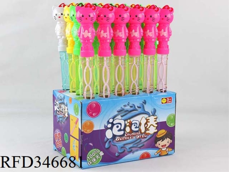 38 CM KT CAT SHAPE BUBBLE STICK (4 COLORS) 24PCS