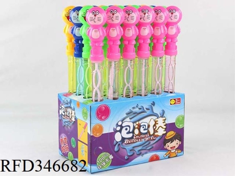 38 CM JINGLE CAT SHAPE BUBBLE STICK (4 COLORS) 24PCS