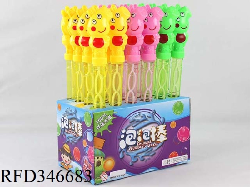 38 CM PEPPA PIG SHAPED BUBBLE STICK (3 COLORS) 24PCS