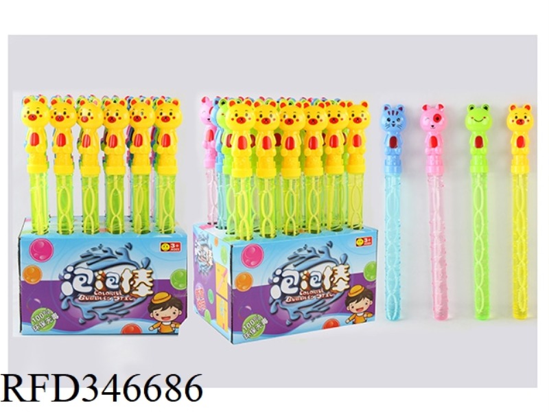 38 CM CUTE PIG SHAPE BUBBLE STICK (4 COLORS AND 4 STYLES) 24PCS