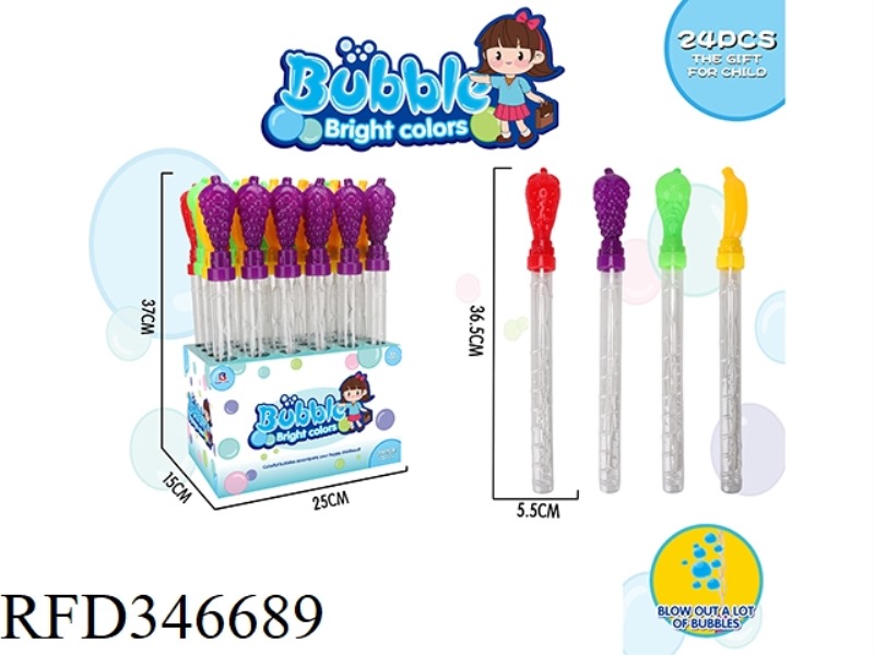 38 CM FRUIT HEAD SHAPE BUBBLE STICK (4 COLORS AND 4 STYLES) 24PCS