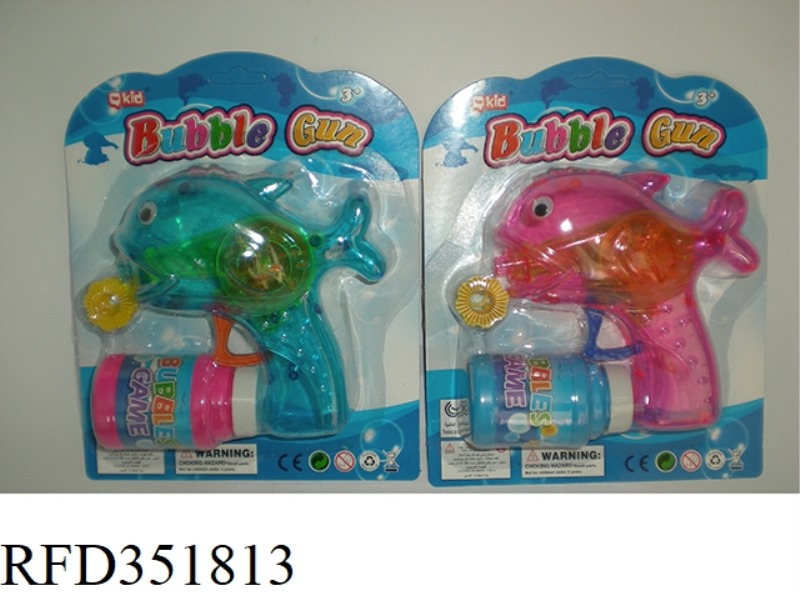 MANUAL TRANSPARENT BUBBLE GUN WITH LIGHT (FISH)