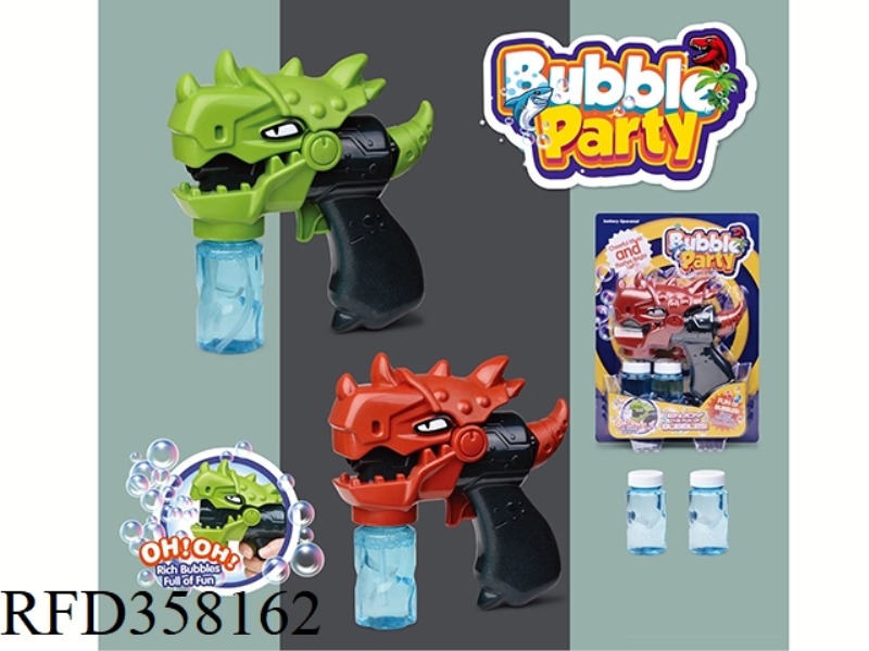 ELECTRIC CARTOON DINOSAUR BUBBLE GUN WITH LIGHT AND MUSIC
