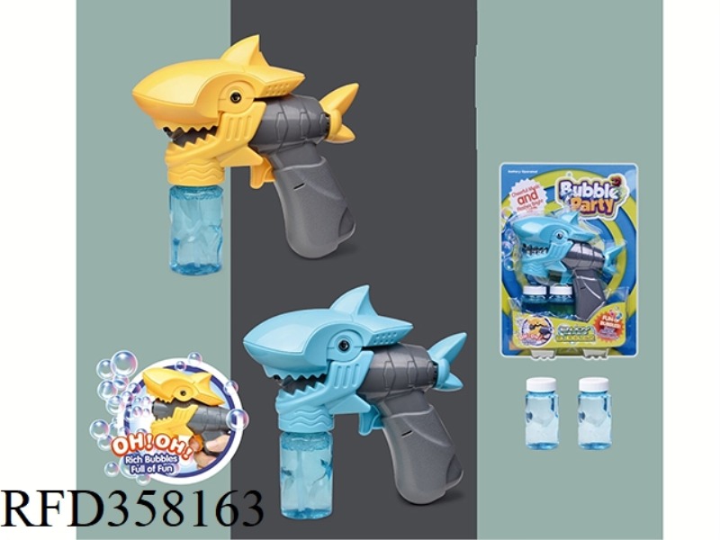 ELECTRIC CARTOON SHARK BUBBLE GUN WITH LIGHT AND MUSIC