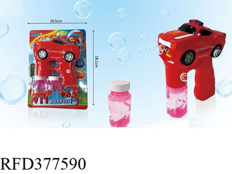 ENGLISH VERSION FIRE TRUCK LIGHT MUSIC BUBBLE GUN WITH TWO BOTTLES OF 80ML WATER