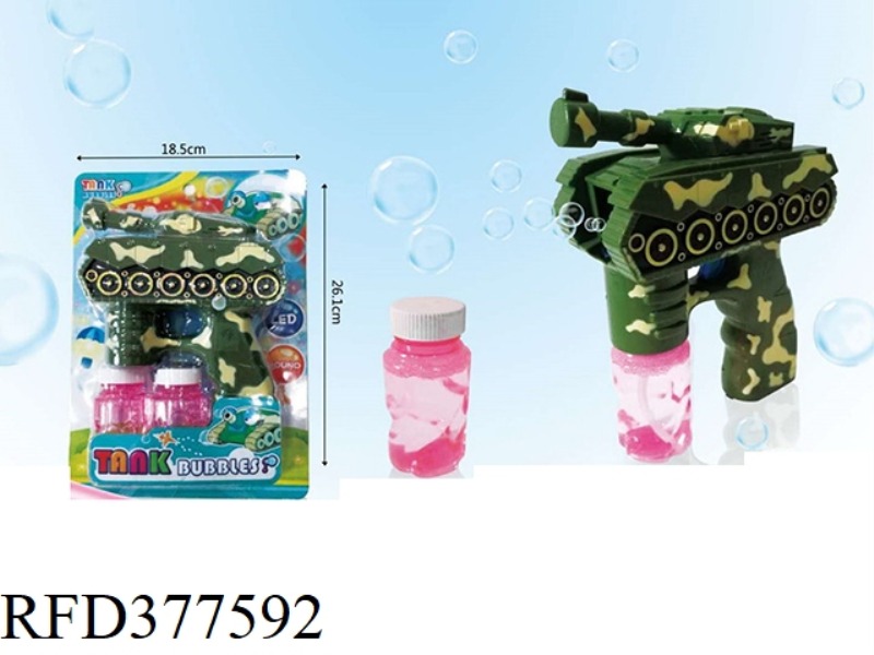 ENGLISH VERSION TANK LIGHT MUSIC BUBBLE GUN WITH TWO BOTTLES OF 80ML WATER