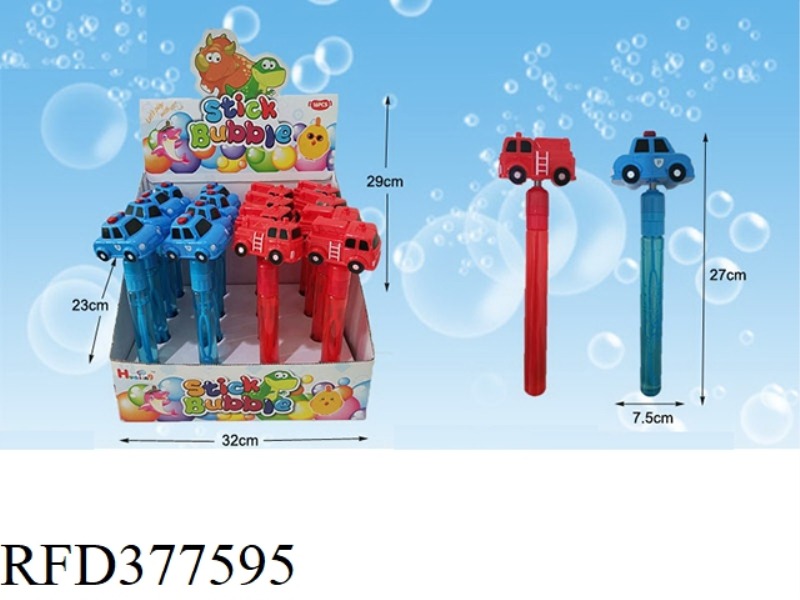 POLICE CAR FIRE TRUCK BUBBLE STICK 16PCS