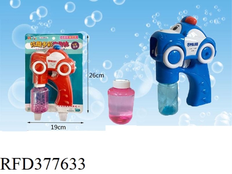 Q POLICE CAR LIGHT MUSIC BUBBLE GUN WITH A BOTTLE OF 150ML WATER