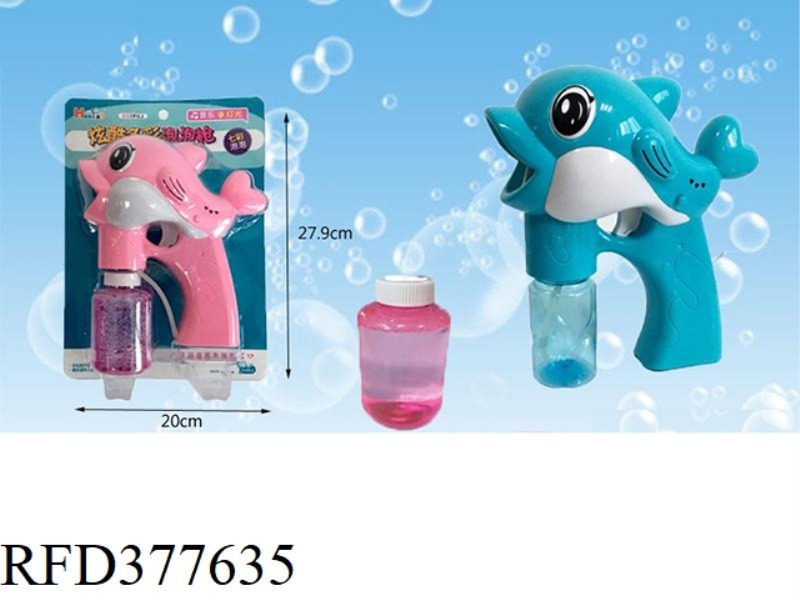 Q DOLPHIN LIGHT MUSIC BUBBLE GUN WITH A BOTTLE OF 150ML WATER