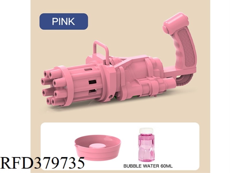 PINK GATLING ELECTRIC BUBBLE GUN (ENGLISH)