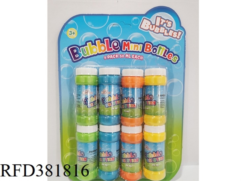 8 BOTTLES OF 50ML BOTTLED BUBBLE WATER (WITH BLOWING ROD)