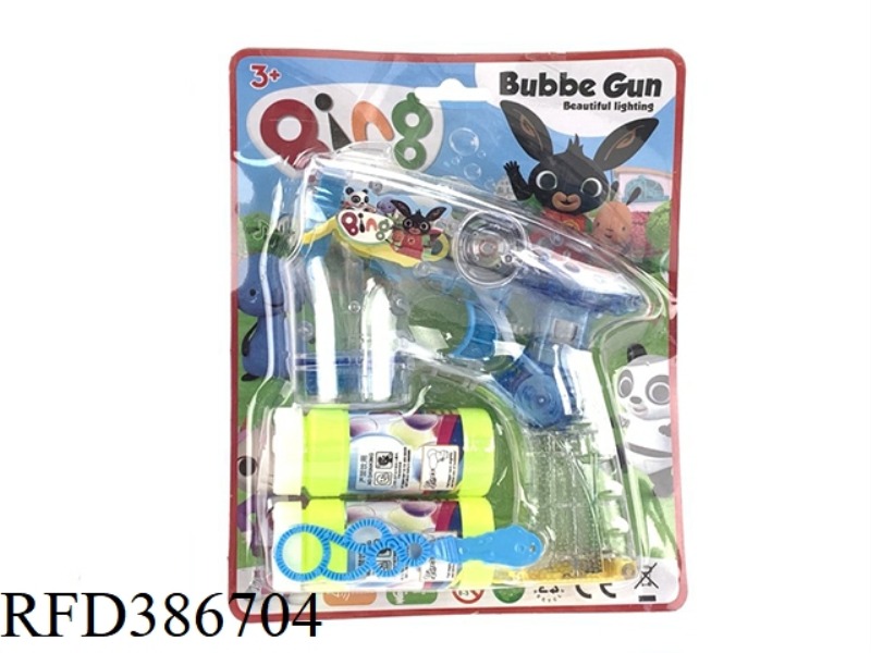 RABBIT BING BING TRANSPARENT ELECTRIC LIGHT MUSIC BUBBLE GUN