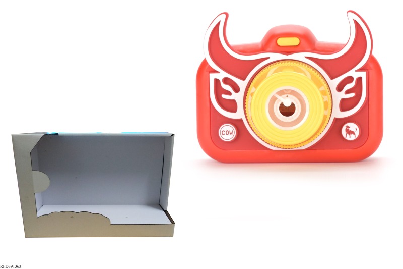 REAL COLOR ELECTRIC SOFT RUBBER COW BUBBLE CAMERA WITH LIGHT AND MUSIC