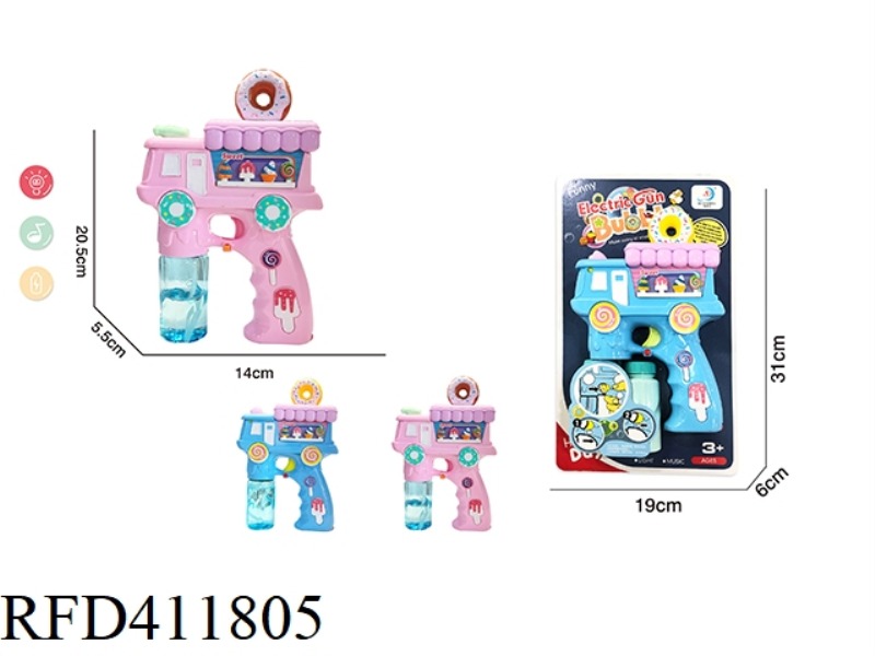 ELECTRIC DONUT DESSERT CART BUBBLE GUN WITH LIGHT AND MUSIC (2 COLORS MIXED)