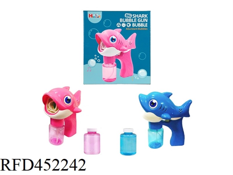 BIG BUBBLE SHARK BUBBLE GUN ABOVE 5CM WITH A BOTTLE OF 150ML WATER (WITH LIGHT AND MUSIC)