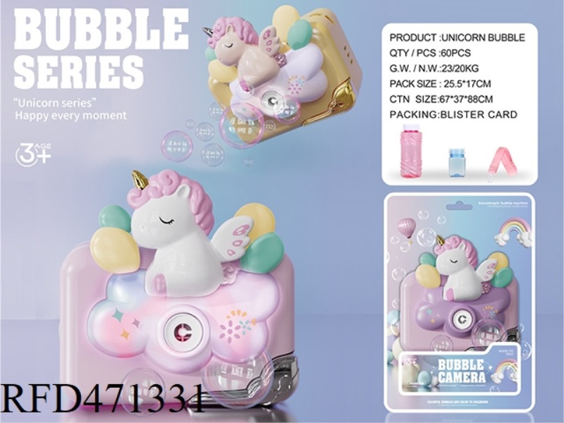 UNICORN BUBBLE CAMERA WITH LIGHT AND MUSIC