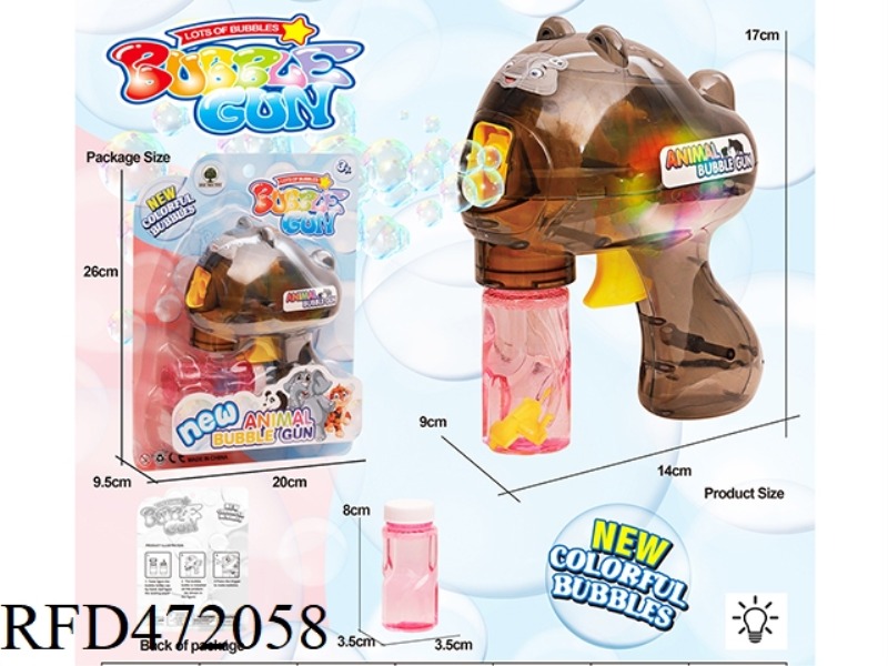 TRANSPARENT SELF-PRIMING INERTIA ELEPHANT BUBBLE GUN (WITH LIGHT)