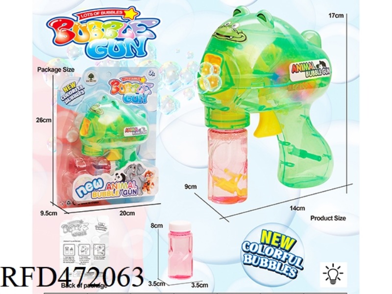 TRANSPARENT SELF-PRIMING INERTIA CROCODILE BUBBLE GUN (WITH LIGHT)