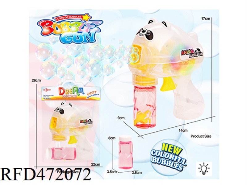 TRANSPARENT SELF-PRIMING INERTIA PANDA BUBBLE GUN (WITH LIGHT)