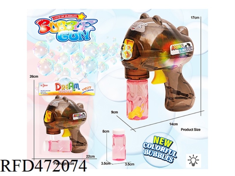 TRANSPARENT SELF-PRIMING INERTIA ELEPHANT BUBBLE GUN (WITH LIGHT)