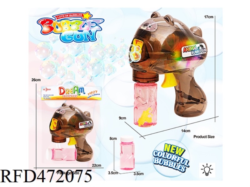 TRANSPARENT SELF-PRIMING INERTIA KOALA BUBBLE GUN (WITH LIGHT)