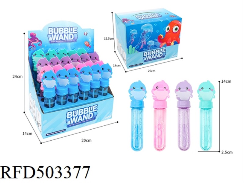 DOLPHIN BUBBLE WAND (4 COLORS) 24PCS