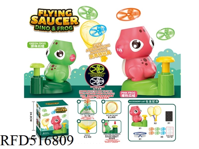 A FROG FLIES INTO THE SKY AND A FLYING SAUCER