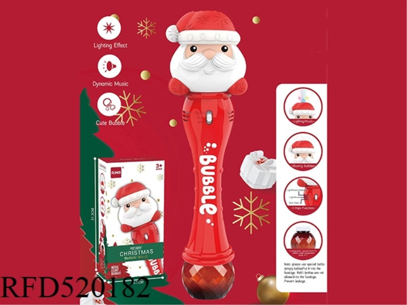 ELECTRIC SANTA CLAUS BUBBLE STICK (WITH LIGHTS AND MUSIC)