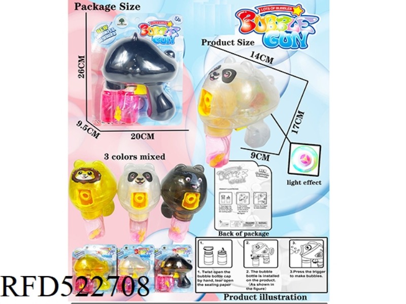 AUTOMATIC FILLING TRANSPARENT LIGHT ANIMAL BUBBLE GUN WITH 2 BOTTLES OF BUBBLE WATER ( INCLUDED)