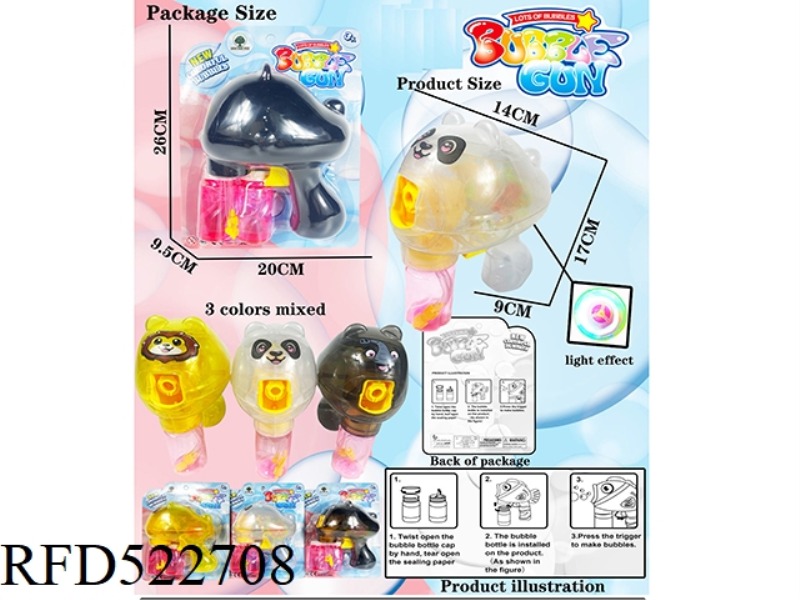 AUTOMATIC FILLING TRANSPARENT LIGHT ANIMAL BUBBLE GUN WITH 2 BOTTLES OF BUBBLE WATER ( INCLUDED)