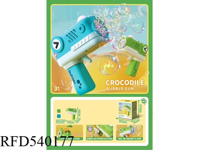 POROUS ELECTRIC SOUND LIGHT MUSIC ALLIGATOR BUBBLE GUN