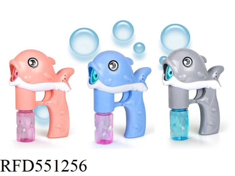 ELECTRIC DOLPHIN BUBBLE GUN (GRAY PINK BLUE) OPP BAG