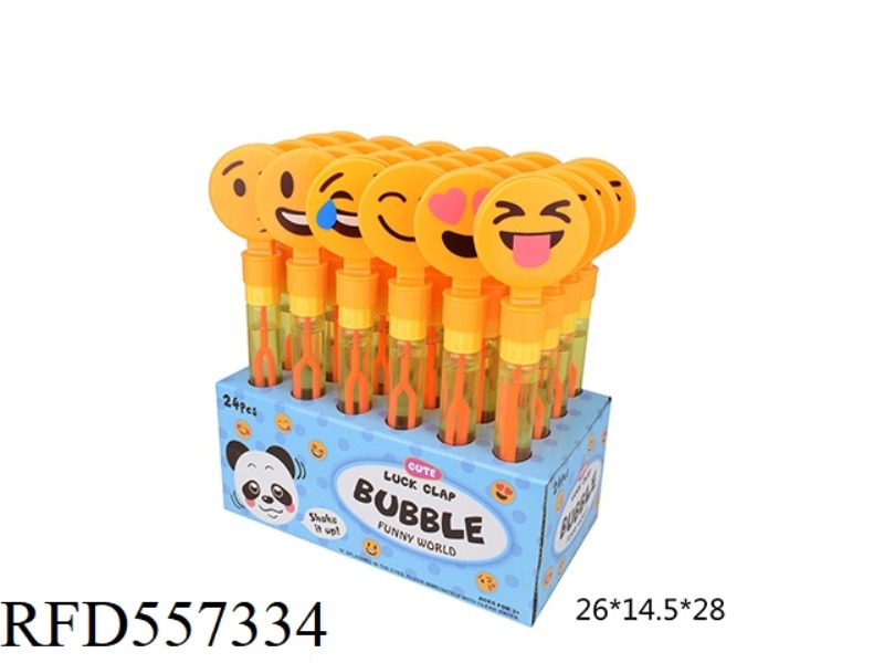 28CM EMOTICON PAT BUBBLE WAND 24PCS