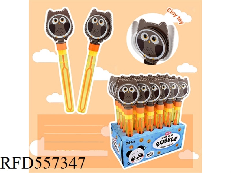 29.5CM OWL PAT HAPPY BUBBLE WAND 24PCS