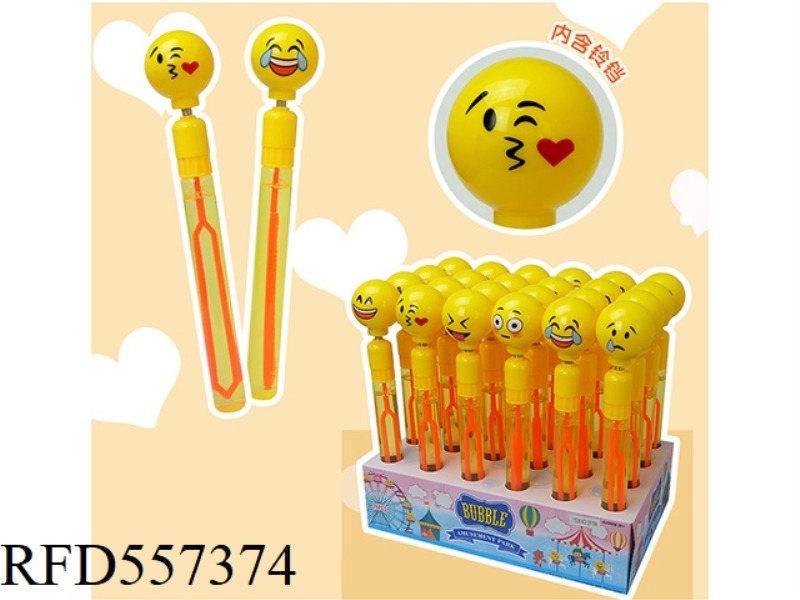 27.5CMEMOJI EMOJI BELL BUBBLE WAND 24PCS