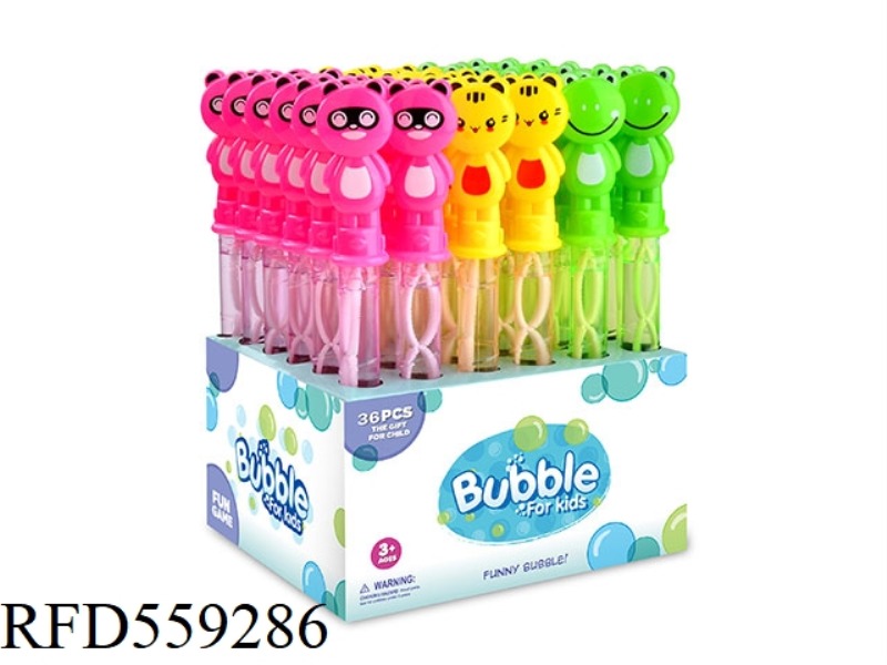 4 small frog animal head bubble wand display box /36 pieces