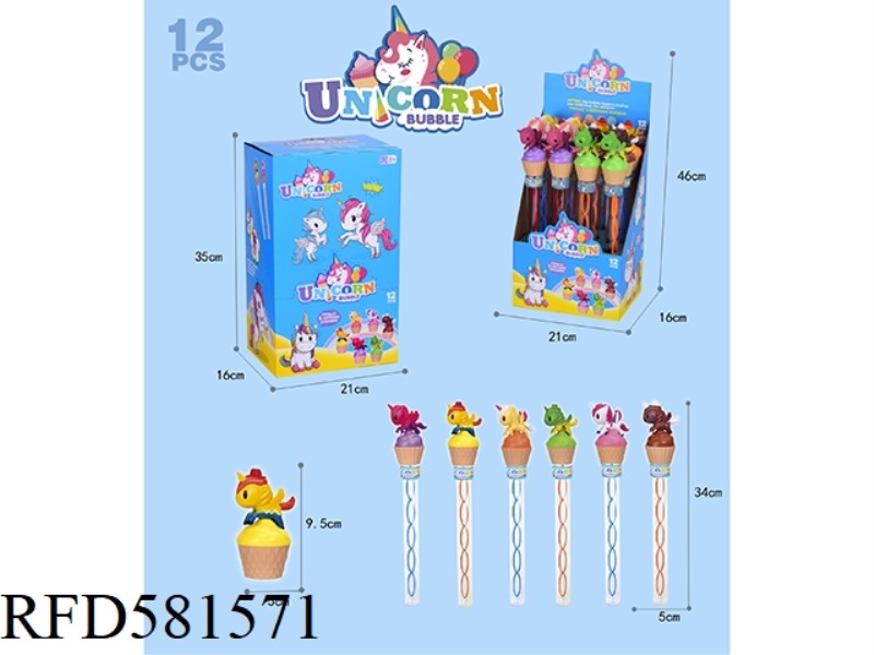 34CM UNICORN BUBBLE STICK 12PCS