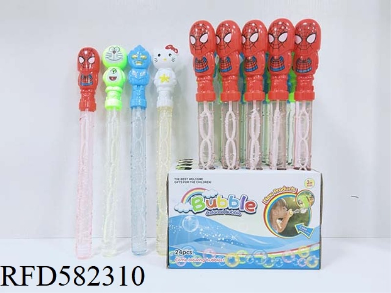 FOUR MIXED BUBBLE WAND 24PCS SPIDER-MAN, KT, TINKER BELL, ULTRAMAN
