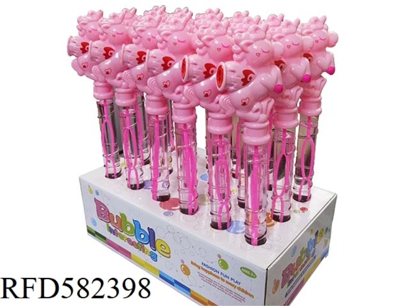 39CM UNICORN WHISTLE BUBBLE WAND (ENGLISH)18PCS